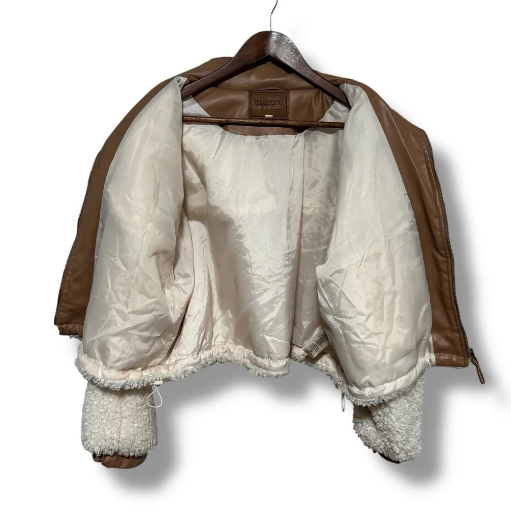 Blank NYC Cream Teddy Jacket with Brown Details - Picture 2 of 9
